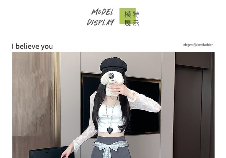 High Waist Skort Lace Panel