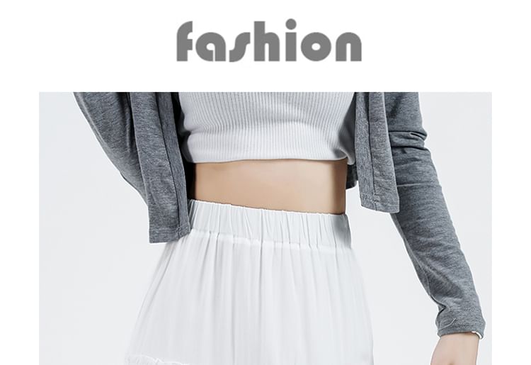 Plain A-Line Tiered Maxi Skirt Elastic Waist