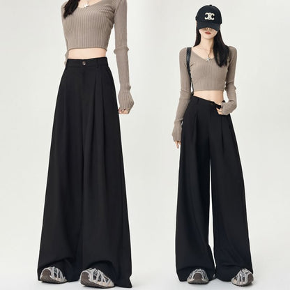 High Wide Leg Plain Rise Dress Pants