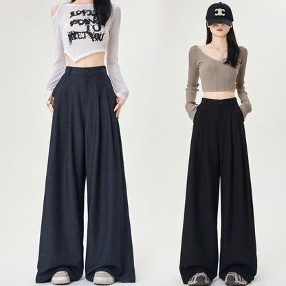 High Wide Leg Plain Rise Dress Pants