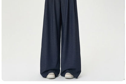 High Wide Leg Plain Rise Dress Pants