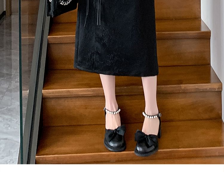 High Slit A-Line Midi Floral Waist Jacquard Frog Button Skirt