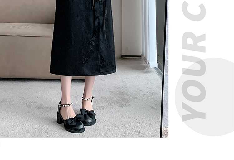 High Slit A-Line Midi Floral Waist Jacquard Frog Button Skirt