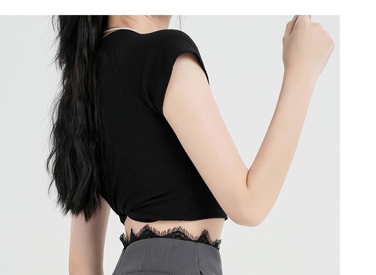 Lace High Slit Skort Waist Trim