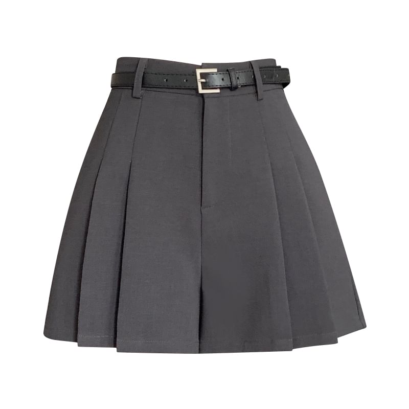 Pleated Waist Skort Plain High