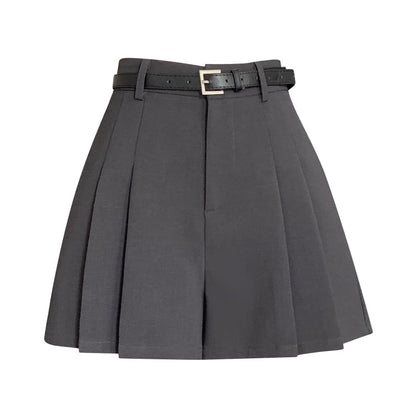 Pleated Waist Skort Plain High