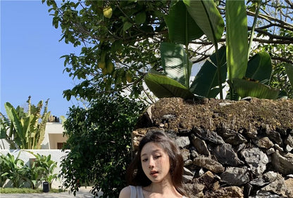 Cold-Shoulder Tone Two T-Shirt Two-Piece Mock Long-Sleeve