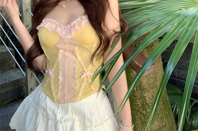 Tube Bow Top Lace Panel