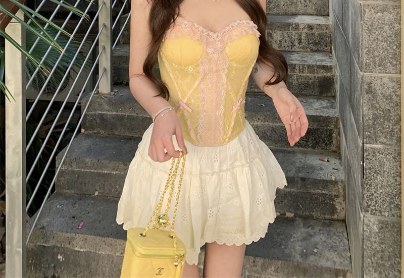 Tube Bow Top Lace Panel