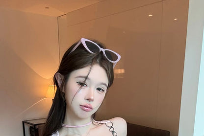 Patterned Top Print Tank Square Buckle Neck