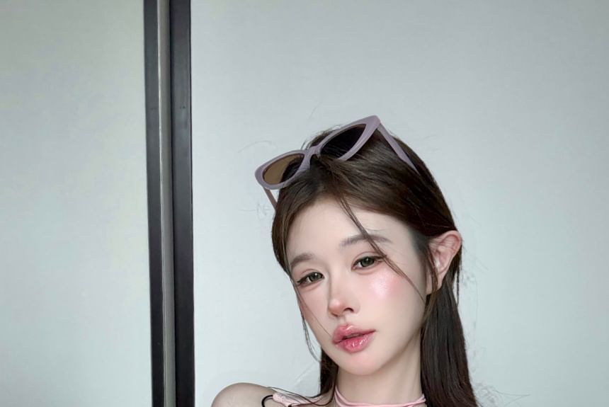 Patterned Top Print Tank Square Buckle Neck