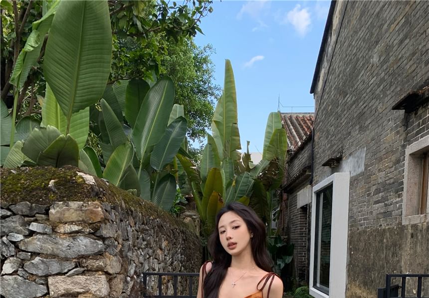 Shoulder Top Tie Asymmetrical Dye Camisole