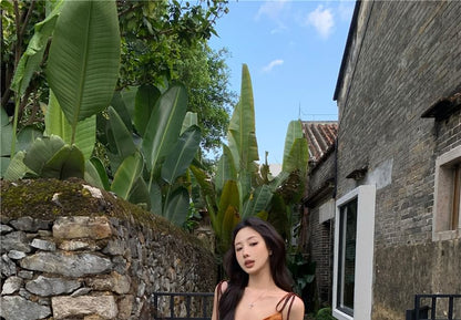 Shoulder Top Tie Asymmetrical Dye Camisole