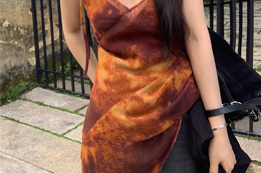 Shoulder Top Tie Asymmetrical Dye Camisole