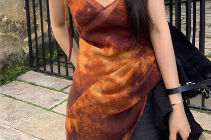 Shoulder Top Tie Asymmetrical Dye Camisole