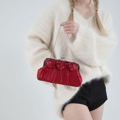 Plain Shoulder Shirred Floral Bag