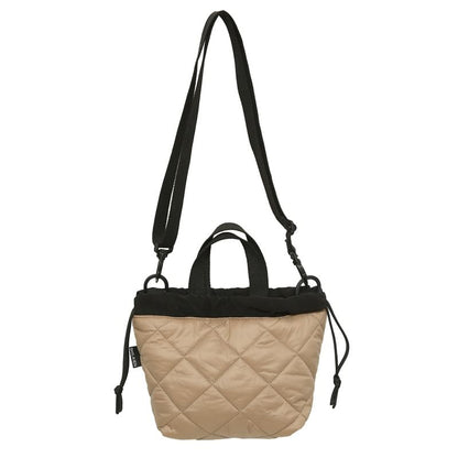 Quilted Drawstring Two-Tone Bag Crossbody