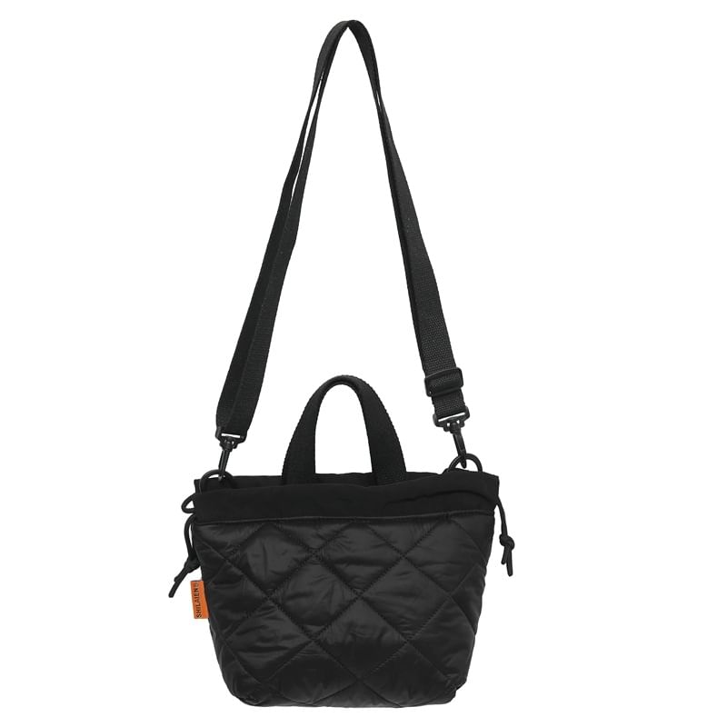 Quilted Drawstring Two-Tone Bag Crossbody