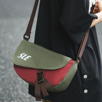 Lettering Bag Flap Two-Tone Buckled Crossbody