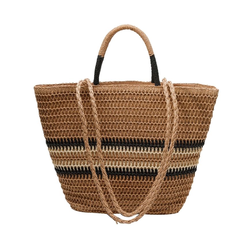 Bag Handle Woven Striped Top Crossbody