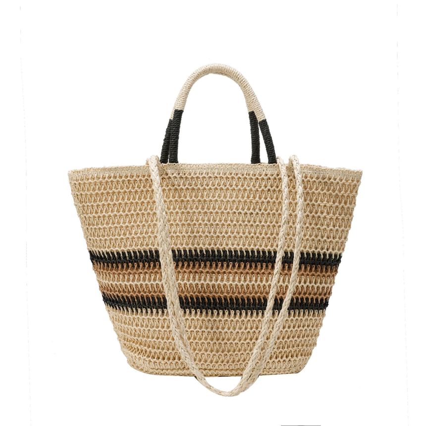 Bag Handle Woven Striped Top Crossbody