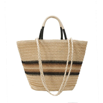 Bag Handle Woven Striped Top Crossbody