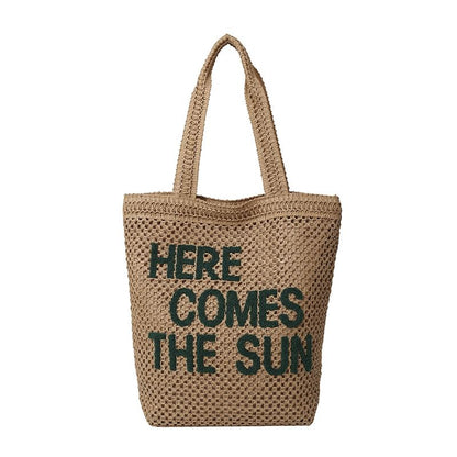 Tote Letter Woven Embroidered Bag