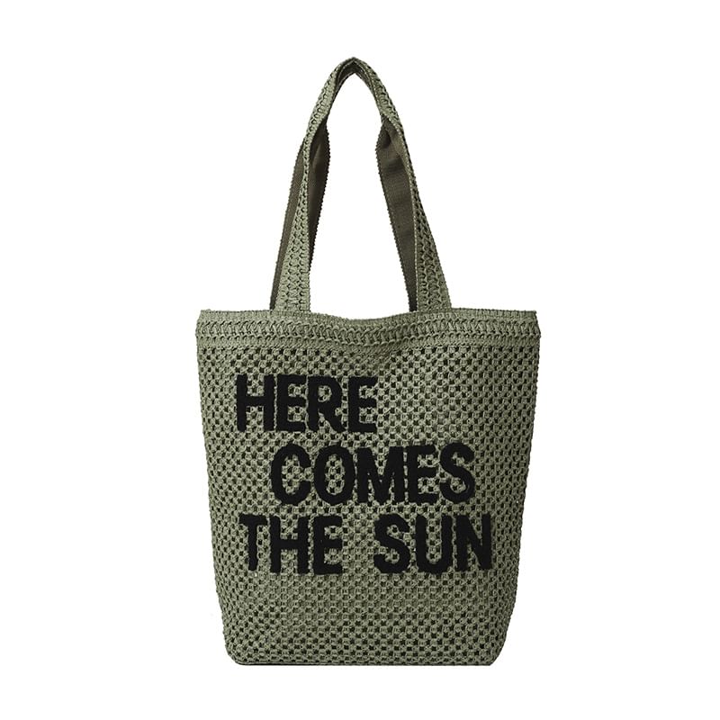 Tote Letter Woven Embroidered Bag