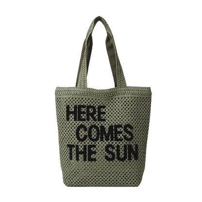Tote Letter Woven Embroidered Bag