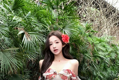 Print Designs) Dress (Various Shoulder Off Flower Bodycon