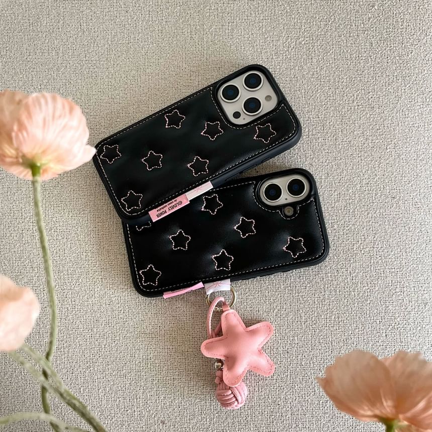 Faux Leather Star Phone Case / Strap