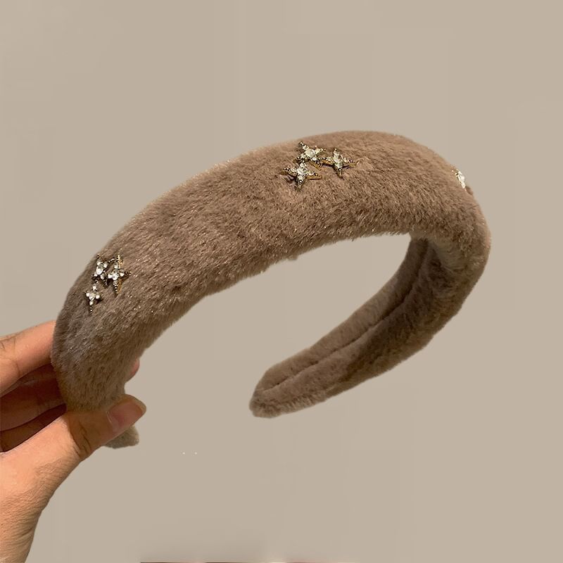 Rhinestone Star Headband Fluffy