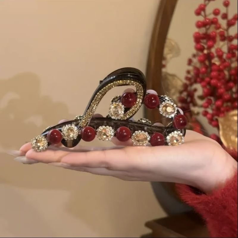 Rhinestone Heart Hair Claw Bead