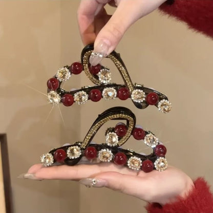 Rhinestone Heart Hair Claw Bead