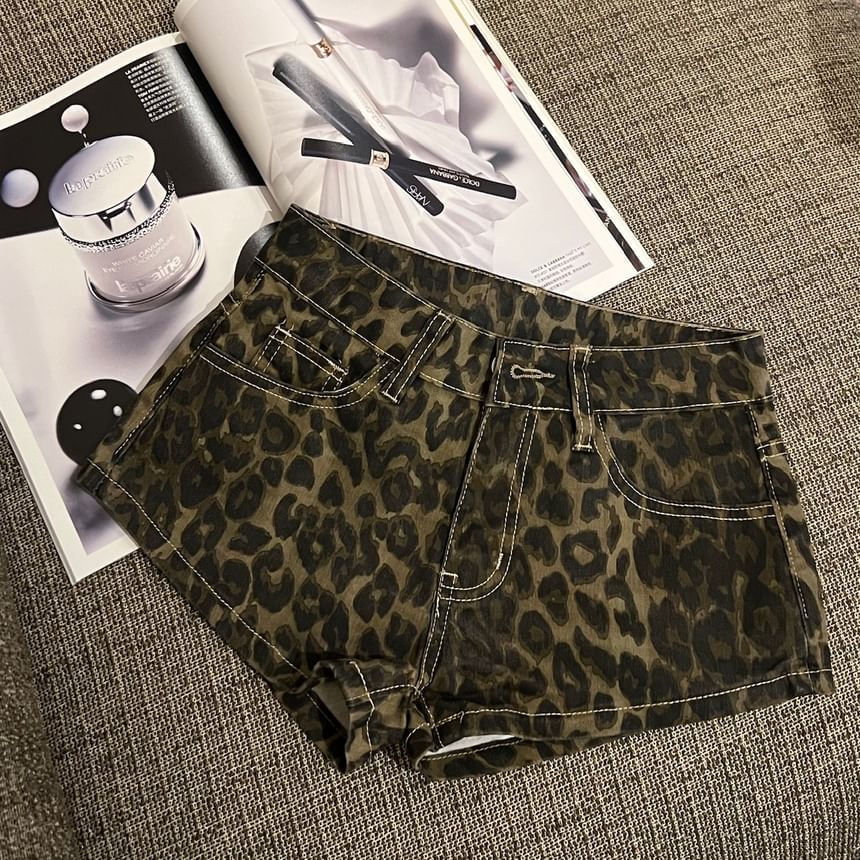 Hot Leopard Denim Low Pants Print Rise