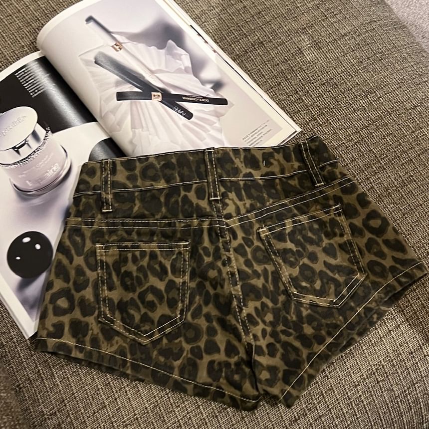 Hot Leopard Denim Low Pants Print Rise