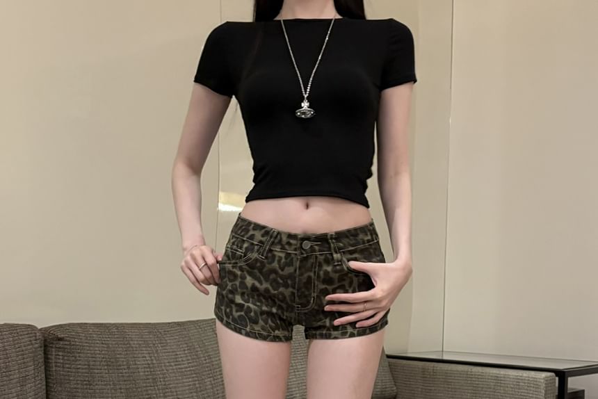 Hot Leopard Denim Low Pants Print Rise