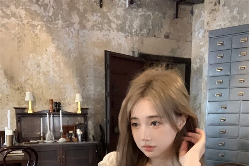 Lace Mini Waist Panel High / Blouse Fit Short-Sleeve Slim Skirt A-Line