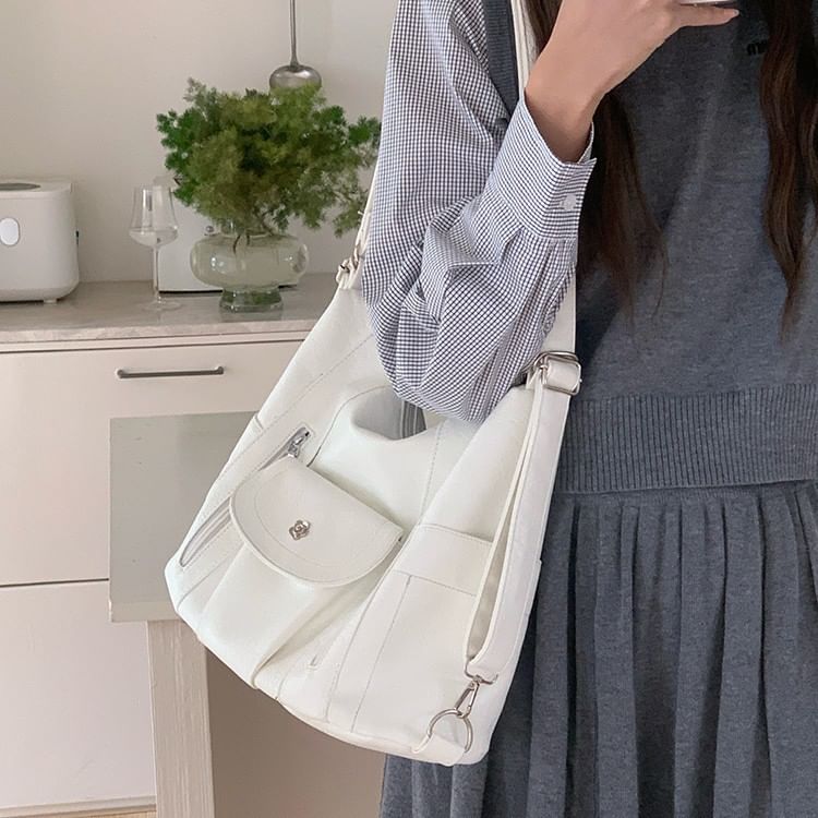 Leather Faux Plain Bag Shoulder