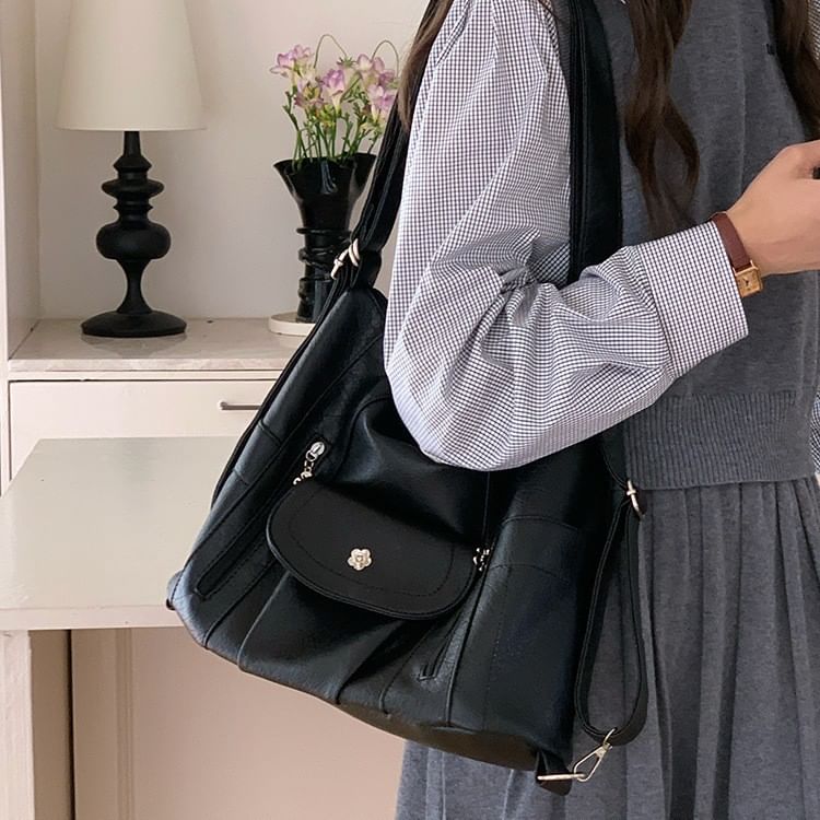 Leather Faux Plain Bag Shoulder