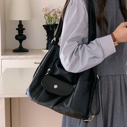 Leather Faux Plain Bag Shoulder