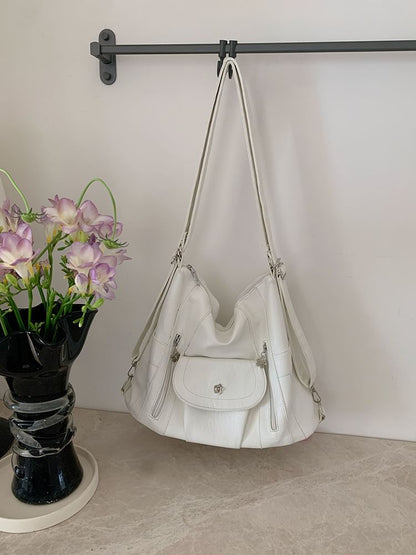 Leather Faux Plain Bag Shoulder