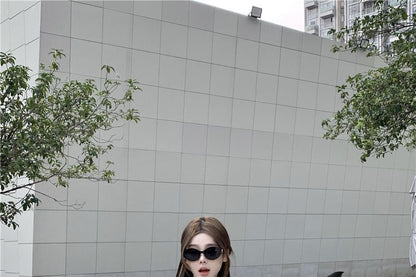 Short-Sleeve Tee V-Neck Fit Plain Slim Crop