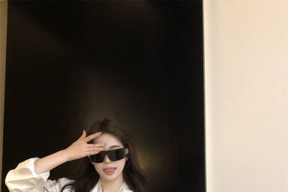 Long Panel Sleeve Lace Collared Plain Shirt