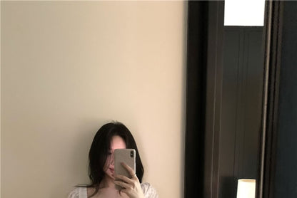 Square Neck Front Tie Sleeve Plain Peplum Blouse Short