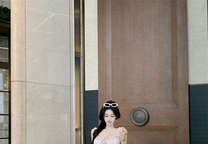 High Top Trim / Frill Maxi Skirt Waist Fishtail Sleeveless Plain