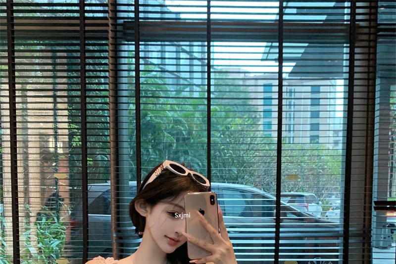 High Top Trim / Frill Maxi Skirt Waist Fishtail Sleeveless Plain