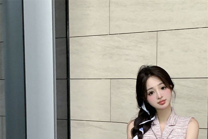 Lapel Collared Vest Sleeveless Crop