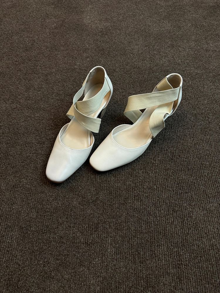 Chunky Shoes Strap Mary Jane Cross Heel