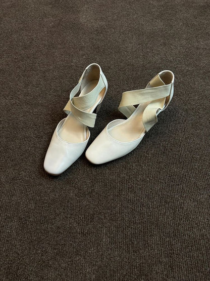 Chunky Shoes Strap Mary Jane Cross Heel